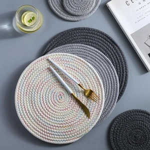 Round Woven Placemats Cotton Rope Heat Resistant Coasters Handcrafted Non Slip Table Decor Kitchen Accessories