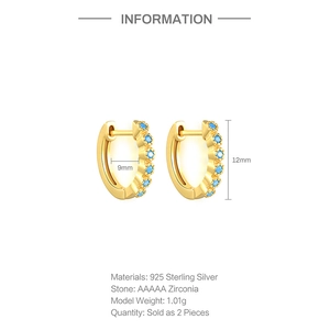 Detail showing 925 sterling silver earring dimensions and AAAAA blue zircon stones