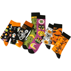 Calze di Halloween con motivi di zucca, pipistrello e gufo in colori assortiti