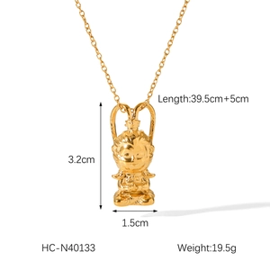 Macro view of 18K gold Sun Wukong pendant with precise length and weight measurements