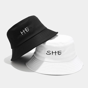 Bob En Coton À Broderie De Lettres Décontracté Pliable Protection Solaire Style Couple Chapeau Pêcheur Homme Femme