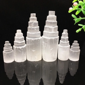Close-up of white crystal towers showcasing natural texture and geometric pyramid shape