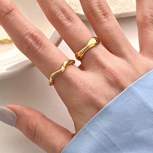 Minimalist 925 sterling silver ring set with gold finish in a modern stackable design
