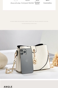 Internal capacity view of beige PU leather bag showing space for phone and makeup