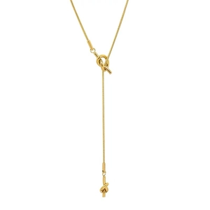 Minimalist gold knot long snake chain necklace in high-quality polished titanium steel