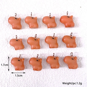 Cute capybara resin charms for DIY jewelry 1.7x1.5cm 1.2g animal pendant 12pcs