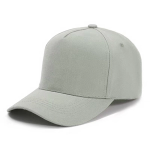 Detailed side view showing the premium light grey cotton twill texture of the baseball cap