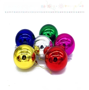 Assorted 4cm shiny plated Christmas balls in six vibrant colors for holiday decor