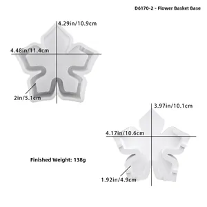 Silicone flower basket mold dimensions and specifications for resin or plaster DIY crafts
