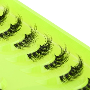 Macro shot of 10 pairs of dense half-lash fake eyelashes with transparent bands