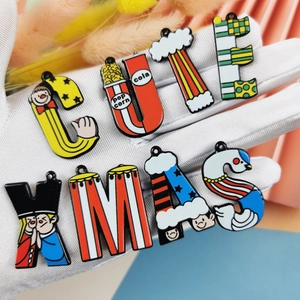 Kleurrijke CUTE XMAS acryl sieraden hangers met popcorn en cola cartoon ontwerpen