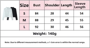 Tableau des tailles détaillé pour la chemise en dentelle avec des mesures précises par taille