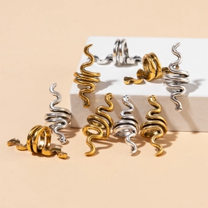 8-piece vintage metal snake hair rings in gold and silver for braids and styling