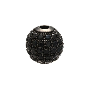 Macro shot of micro-paved black zircon spherical bead for DIY jewelry and bracelets