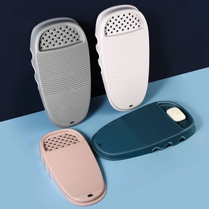 Thickened mini plastic washboard and soap box set in four colors for home laundry