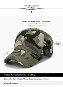 Tableau des tailles avec circonférence 56-60cm pour cette casquette de baseball