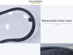 Detail of detachable anti-fog clear goggles for winter warm mask outdoor riding protective gear