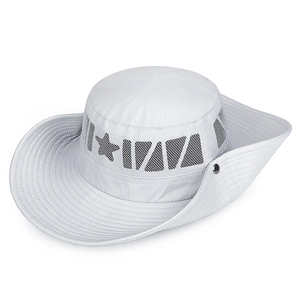 Chapeau de soleil à large bord pour hommes, tissu gris clair à séchage rapide et aération