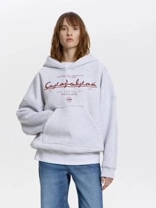 Felpa Con Cappuccio Donna 100% Cotone Felpa Oversize Stampa Lettere Streetwear Retro Casual Manica Lunga Con Tasca A Marsupio