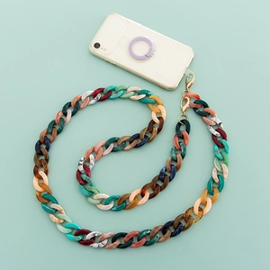 120cm colorful acrylic DIY crossbody phone chain strap with gold metal clasps