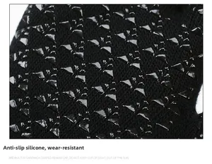 Detail of anti-slip silicone triangle patterns on black tactical knitted winter gloves