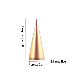 Rose gold metal cone jewelry stand for rings, size large E, 8cm height and 3cm base