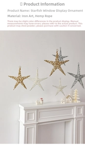 Close-up of sparkling star-shaped iron ornaments with glitter finish for festive decor