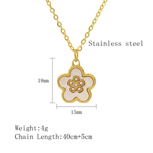 Tableau des tailles détaillé du collier fleur en acier inoxydable doré avec pendentif 15x18mm