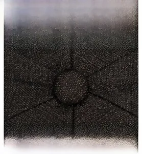 Macro detail of men's sun hat top button and reinforced stitching on twill fabric