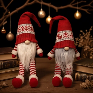 Christmas Gnome Plush Faceless Doll Ornament Knitted Long Leg Striped Tomte Desktop Decoration Holiday Gift