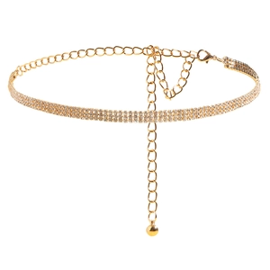 Chaîne de corps en métal doré étincelant avec strass multicouches et chaîne réglable