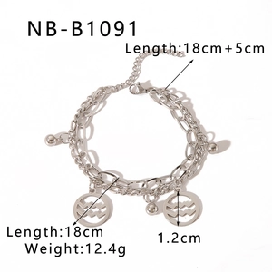 Detailed specs of double-layered Aquarius zodiac bracelet with 18cm chain and 5cm extender