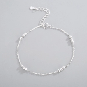 Chic Minimalist Bracelet 925 Sterling Silver Round Beads Adjustable Fine Chain Elegant Jewelry For Women And Girls Gift