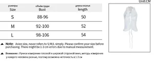 Size chart with measurements in cm for ruffle halter beach top including S, M, and L data