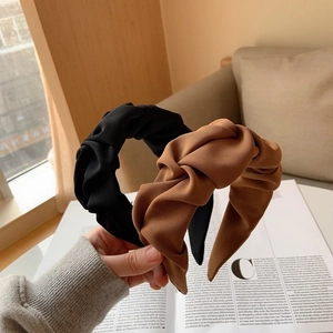 Serre-têtes larges plissés pour femmes en styles noir classique et marron vintage