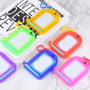 Mini dinosaur magnetic drawing boards in six bright colors with hanging clips and pens