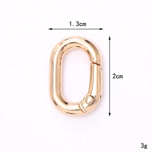 Minimalist light gold zinc alloy spring gate oval buckle for DIY bag accessories