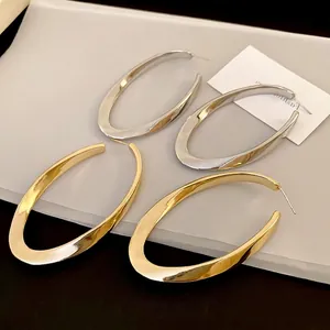 Twisted Oval Hoop Earrings For Women Copper High Polish Minimalist Style With 925 Sterling Silver Earring Post