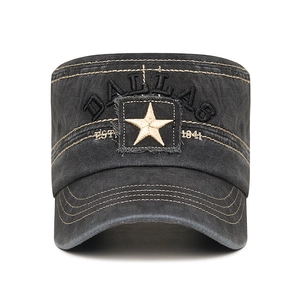 Casquette militaire vintage en coton délavé avec broderie Dallas et étoile
