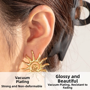 Detail of gold starfish sun earring with vacuum plating for lasting shine
