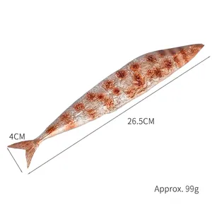 Realistic 26.5cm grilled Pacific saury PVC food model for display and decoration