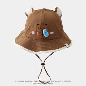 Kinder Sonnenhut aus schnelltrocknendem Material in Braun mit niedlichem Bären-Design