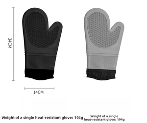 Detailed view of 34cm non-slip heat-resistant silicone oven gloves with wave texture