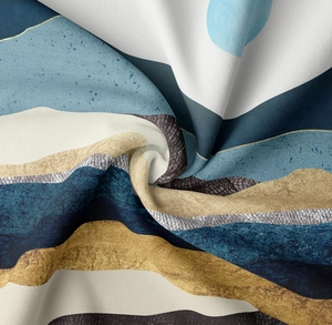 Detailed macro view showing the fine weave texture and thick drape of abstract tapestry fabric