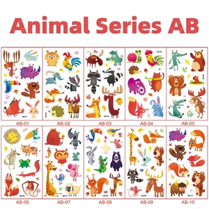 Waterproof cartoon animal temporary tattoos with cute tiger and lion designs for kids