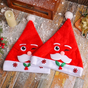Thickened Christmas Hat For Adults And Kids Santa Claus Cartoon Plush Hat Festival Party Decor Gift Polyester Red Hat