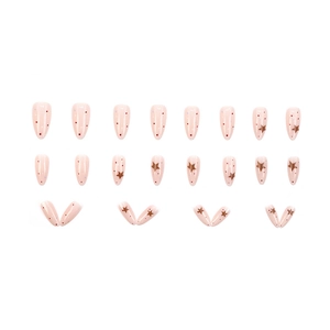 Almond almond nails with polka dot stars and glitter in soft pink aesthetic set