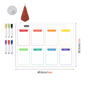 Magnetic weekly planner set with colorful markers and eraser cloth for refrigerator
