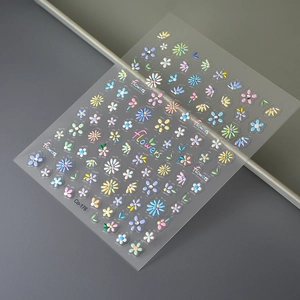 Adesivi per unghie 3D a rilievo con fiori macaron margherite e strass colorati