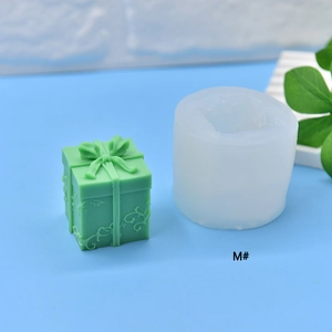 Christmas gift box silicone mold for DIY candles and soaps with bow and vine details